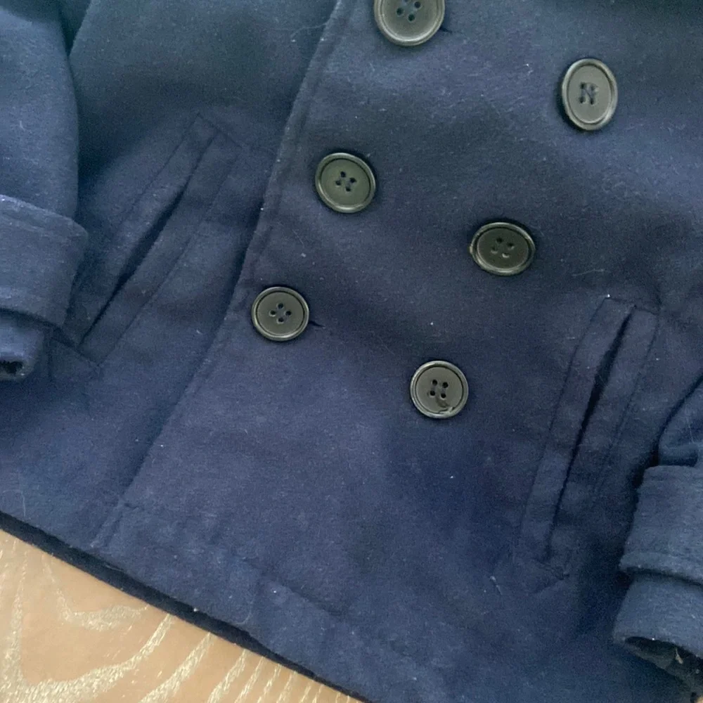 Little Boy Fleece Navy Blue Pea Coat Buttons